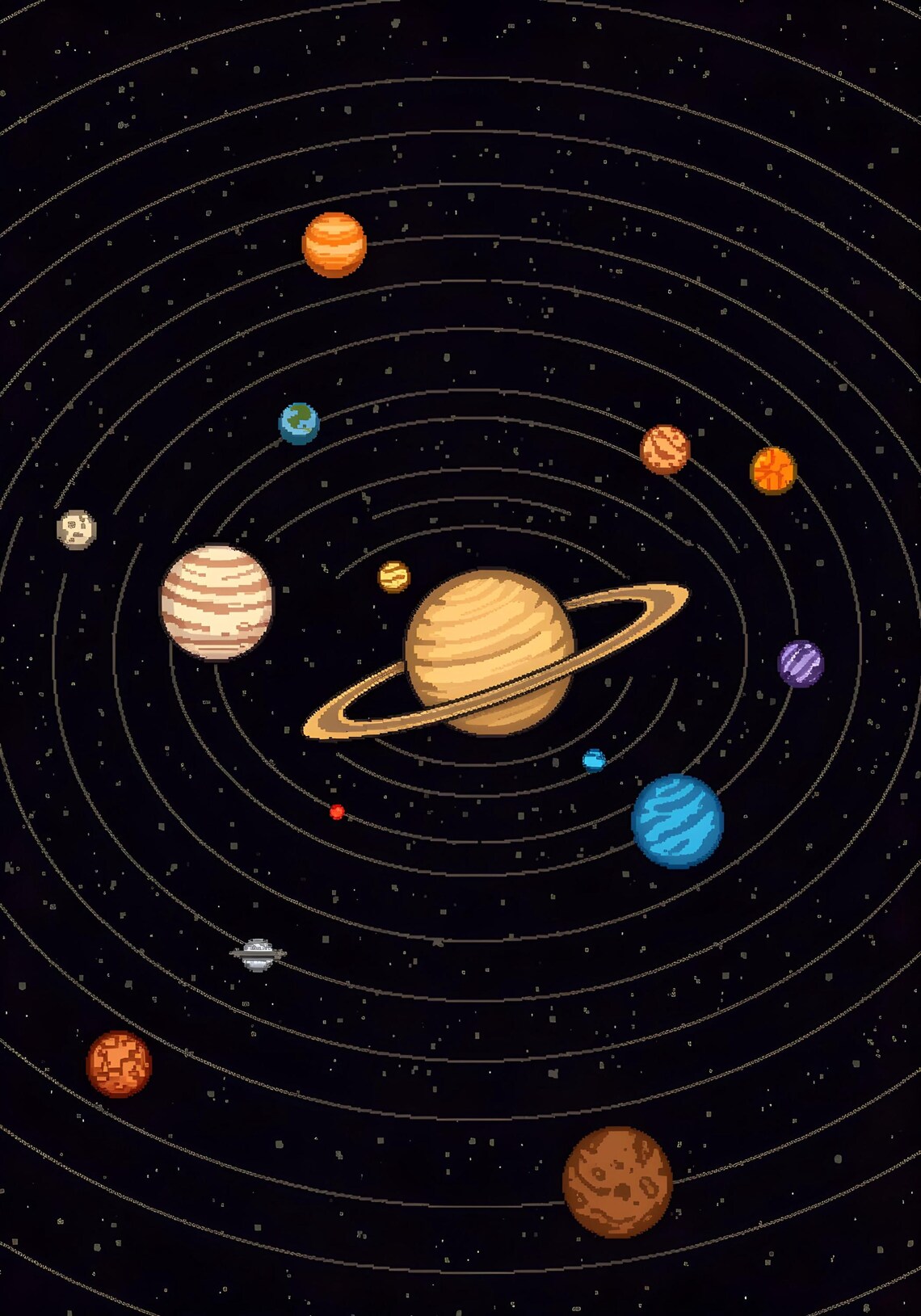 20 Set of Pixel Art Solar System Print – Retro Space Art, Digital ...
