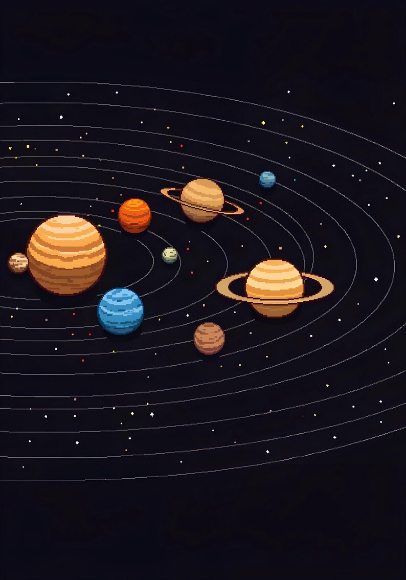 20 Set of Pixel Art Solar System Print – Retro Space Art, Digital ...