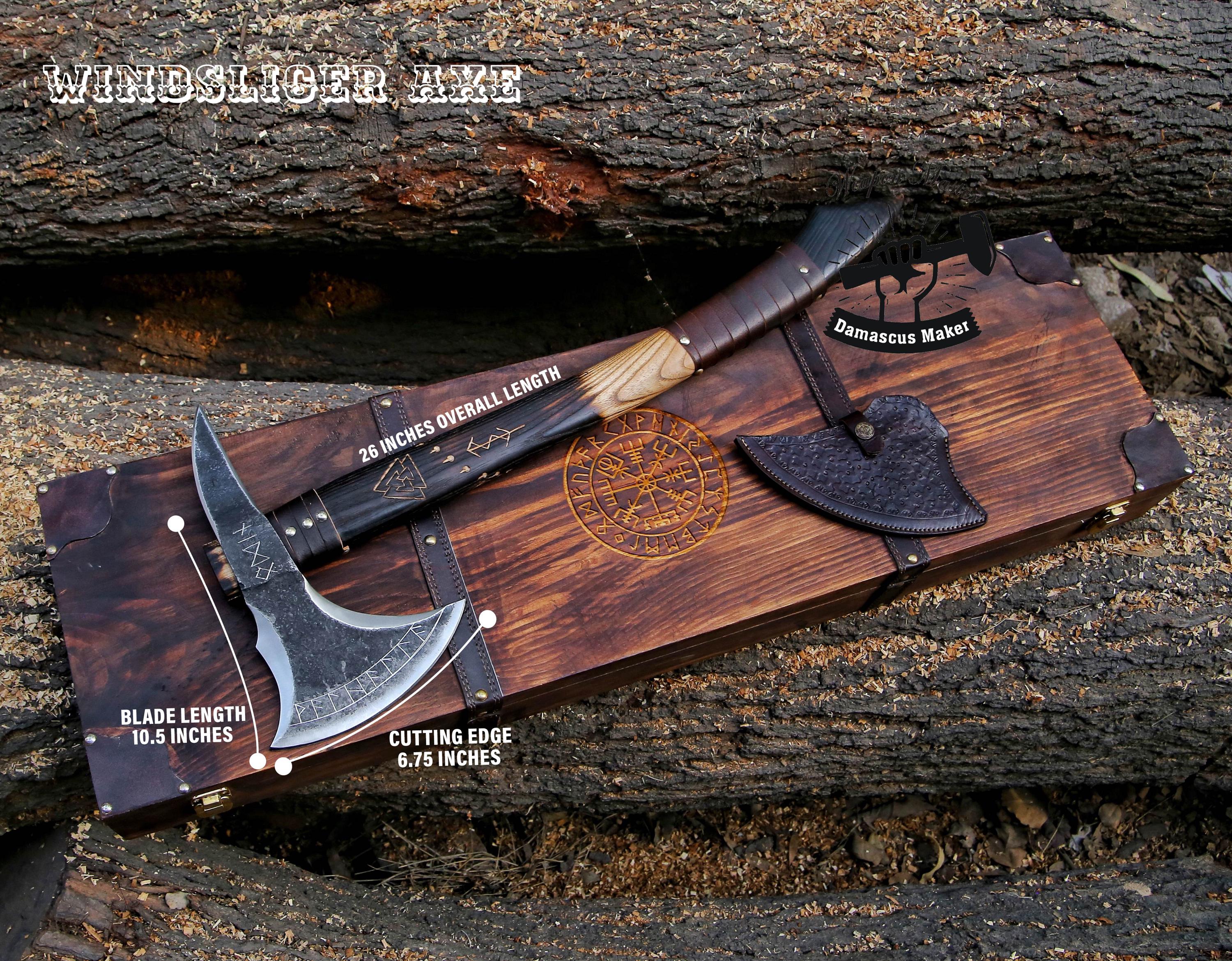 Hand Forged Carbon Steel Viking Axe With Personalized Wooden Box - Etsy