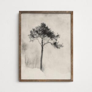 Minimalist Pine Tree Art Print: Neutral Sketch Cottagecore Wall Decor (PRINTABLE Digital Download WI157)
