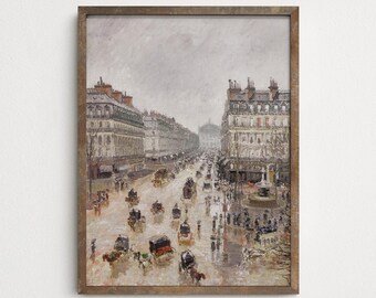 Vintage Paris Cityscape Print: Neutral French Painting Wall Decor (PRINTABLE Digital Download LS108A)