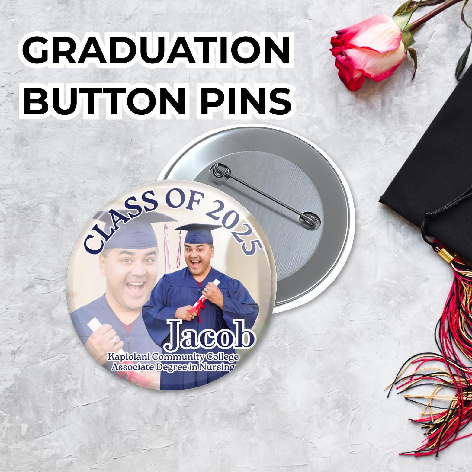 Customized Graduation Button Pins - Etsy
