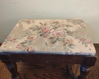 Floral / French Tapestry Vintage Stool