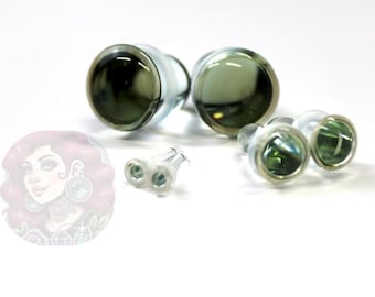 Bouchons en verre fumé à diffusion unique vendus par paire ou par kit – Dimensions 1,6 mm (14 g) à 10 mm (00 g)