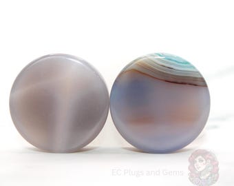 Agate Stone Natural Striping Double Flare Plugs 6mm-26mm