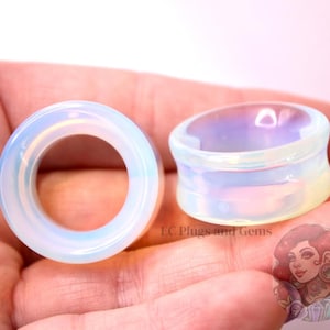 Opalite Tunnel Plugs Unique Rainbow Iridescent  - Pair of Gauges 5mm-50mm