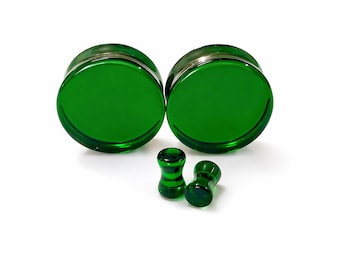 Emerald Green Glass Double Flare Plugs/Gauges for Stretched Ears