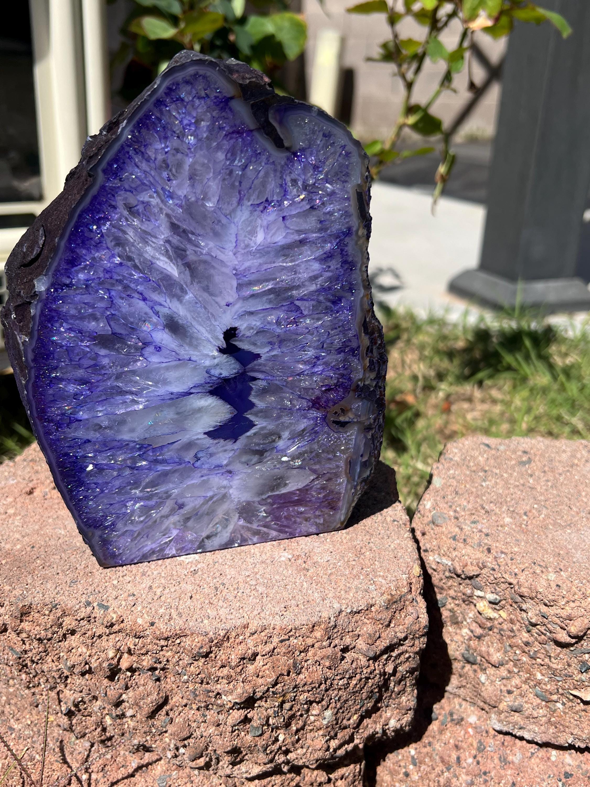 Agate Crystal Lamp, Unique Textures and Color ~ Purple~ ! Base Light Included!