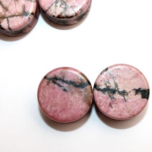 Rhodonite Stone Plugs - Pink and Black Webbed Gauges Pair