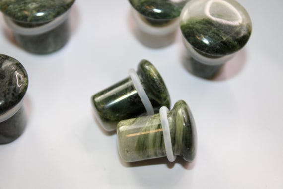 Green Line Jasper Single Flare Plugs Pair