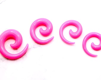 Pink Acrylic Spiral Taper Earrings – Gauged Ear Jewelry Set