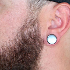 Hematite Double Flare Plugs - Pair of Hematite Stone - Mirrior Effect for Gauged Ears