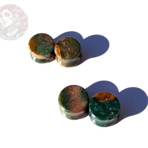 Orbicular Jasper Double Flare Plugs – Natural Stone Ear Gauges Pair