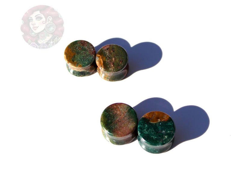 Orbicular Jasper Double Flare Plugs – Natural Stone Ear Gauges Pair