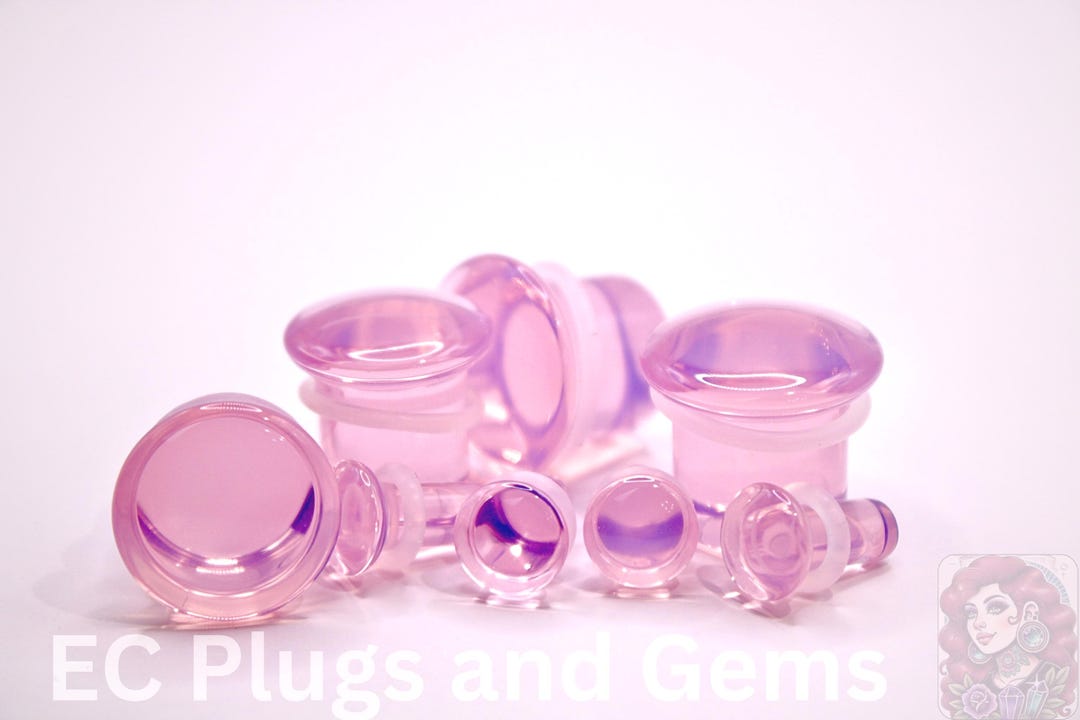Pink Opalite Plugs – Single Flare Crystal Gauges With O-rings (pair ...