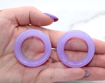 Violet Opalite Tunnel Plugs Double Flare Pair 6mm- 51mm! Purple Gauges