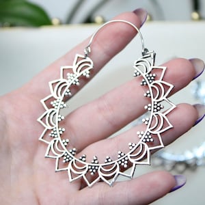 Silver Brass Ear Weights for Stretched Ears Handmade Tribal Mandala Jewelry Indian Style Gauges Style #3