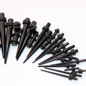 Stretching Taper Kit Includes Acrylic Plugs and Tapers BLACK– Sizes 14G to 00G for Ear Expansion
