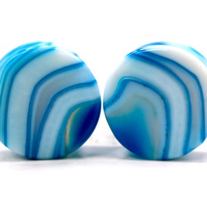 Blue Agate Stone Plugs Gorgeous Ocean Blue~ Double Flare Pair 5mm-25mm