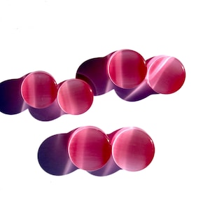 Pink Cat's Eye Glass Plugs Double Flare Pair 3mm-25mm