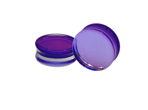Purple Glass Double Flare Plugs Pair of Organic Gauges 8mm-30mm