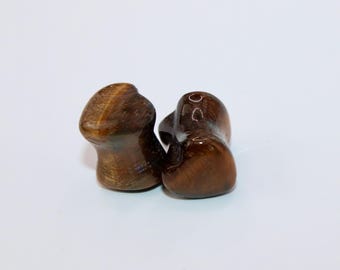 Tiger Eye Stone Heart Shaped Plugs Gauges 0g 8mm