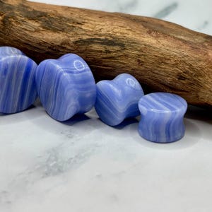 Blue Lace Double Flare Plugs Pair 8mm-25mm Blue Gauge