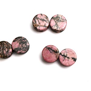 Rhodonite Stone Plugs - Pink and Black Webbed Gauges Pair