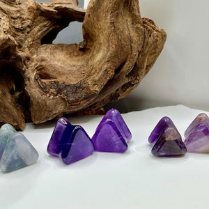 Amethyst Triangle Stone Plugs Double Flare - Purple Natural Gauges 5mm-12mm