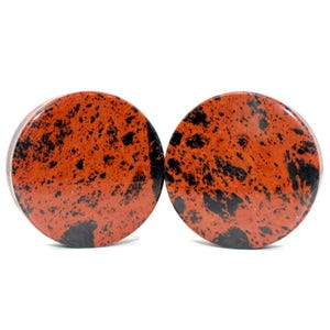 Mahogany Obsidian Stone Plugs - Reddish Brown and Black Gauges Pair 3mm-41mm