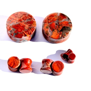 Brecciated Jasper Double Flare Stone Plugs/Gauges for Stretched Ears