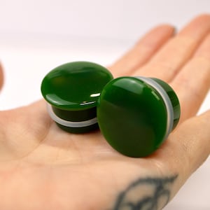 Green Jade Single Flare Stone 3mm-25mm for Stretched Ears