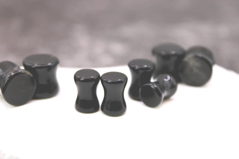 Double Flare Black Tourmaline Plugs