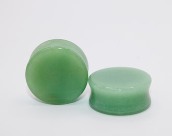 Green Aventurine Stone Double Flare Gauges PAIR 3mm-50mm