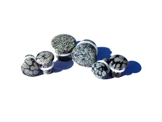 Snowflake Obsidian Stone Single Flare Gauges for Stretched Ears
