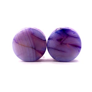 Purple Striped Agate Stone Plugs Double Flare Pair 5mm-32mm Natural Gauges
