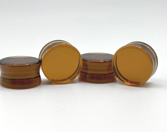 Brown Smoky Glass Double Flare Plugs Pair of Gauges 3mm-22mm