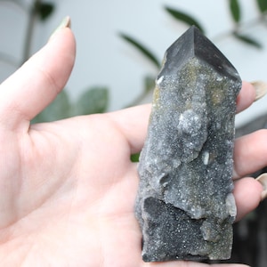 Sphalerite Druzy Tower – 4&quot; Crystal Point, Sparkling Display Stone, Unique Gift - Pick Your Exact Tower