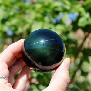 Rainbow Obsidian Sphere – 55mm Polished Natural Stone Ball, Shimmering Obsidian Display Piece, Unique Decorative Crystal Sphere