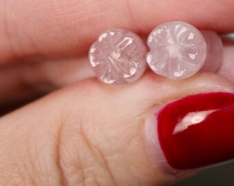 Genuine Rose Quartz Stone Ear Plugs - Single Flare Organic Plugs For Stretched Ears - Lex & Lu