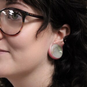 Green Jasper Double Flare Plugs Green Marbled Gauges - EC Plugs