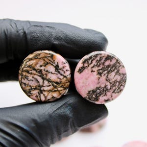 Rhodonite Stone Plugs - Pink and Black Webbed Gauges Pair