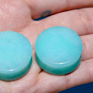 Aqua~Blue Quartz Stone Double Flared Plugs - Gauges Pair 5mm-25mm