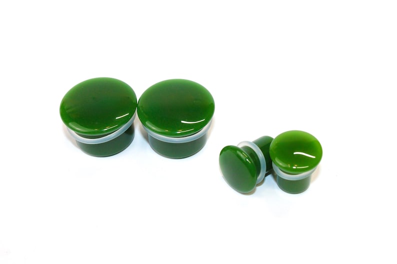 Green Jade Single Flare Stone Plugs