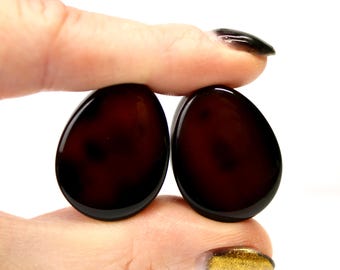 Smoky Black Tortoise Shell Look Agate Teardrop Plugs 6mm-25mm