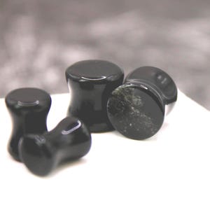 Double Flare Black Tourmaline Plugs