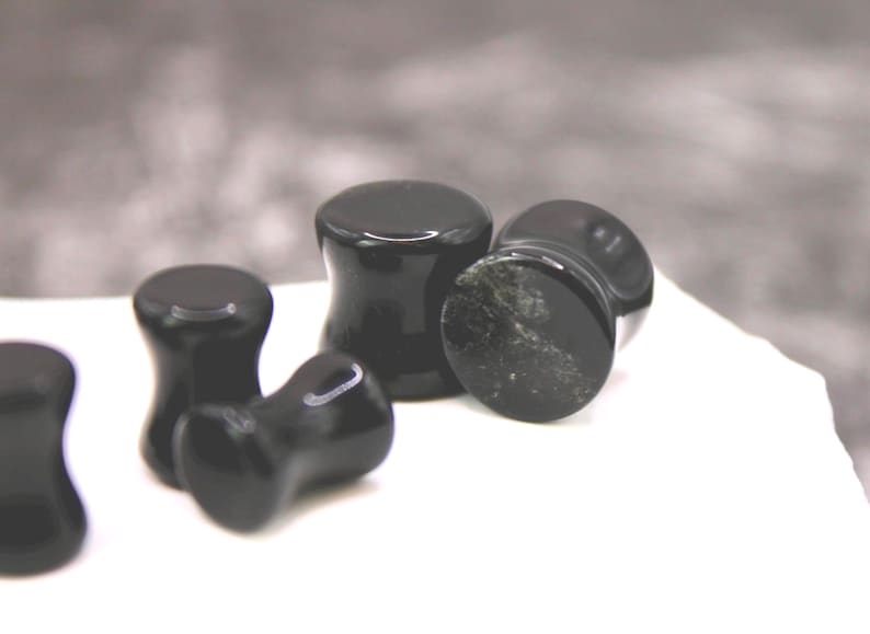 Double Flare Black Tourmaline Plugs