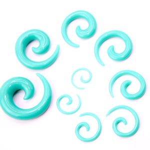 Teal Acryl Spiralen (Paar) 14g-00g