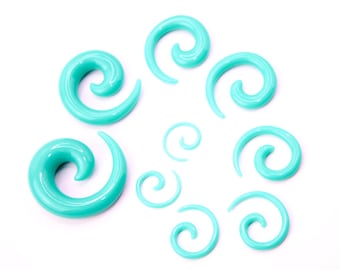 Teal Acrylic Spirals – Gauges (Pair) 14g-00g