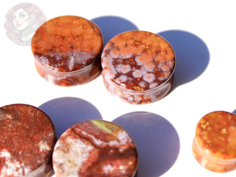 Orbicular Jasper Double Flare Plugs – Natural Stone Ear Gauges Pair